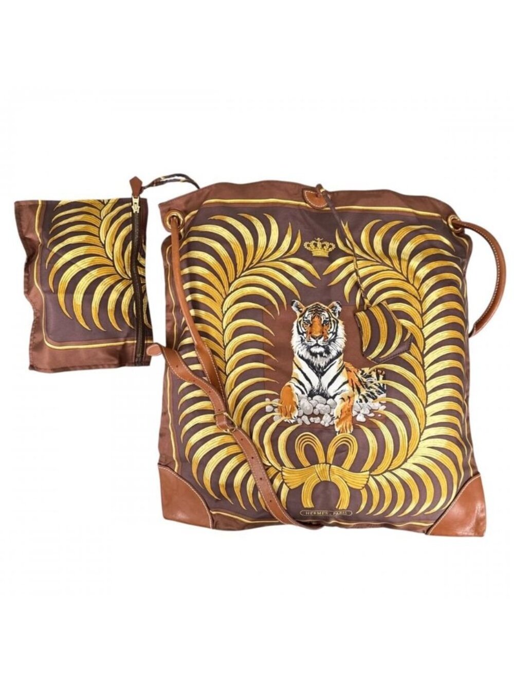 Hermes Shoulder Bag Royal Tiger Silky City MM Crossbody Tigre Silk Leather